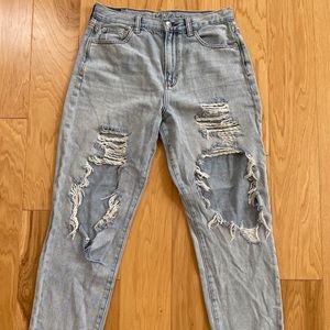 American Eagle distressed mom jeans